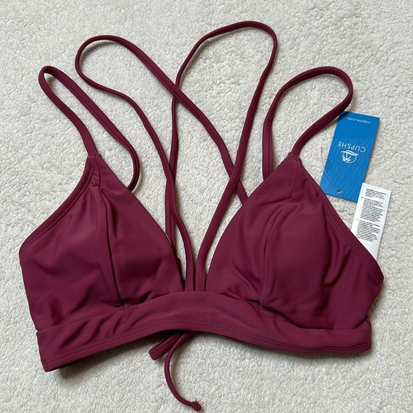 NET! Crisscross High Cut Bathing Suit with Adjustable Spaghetti Straps Sz Small - Picture 4 of 11